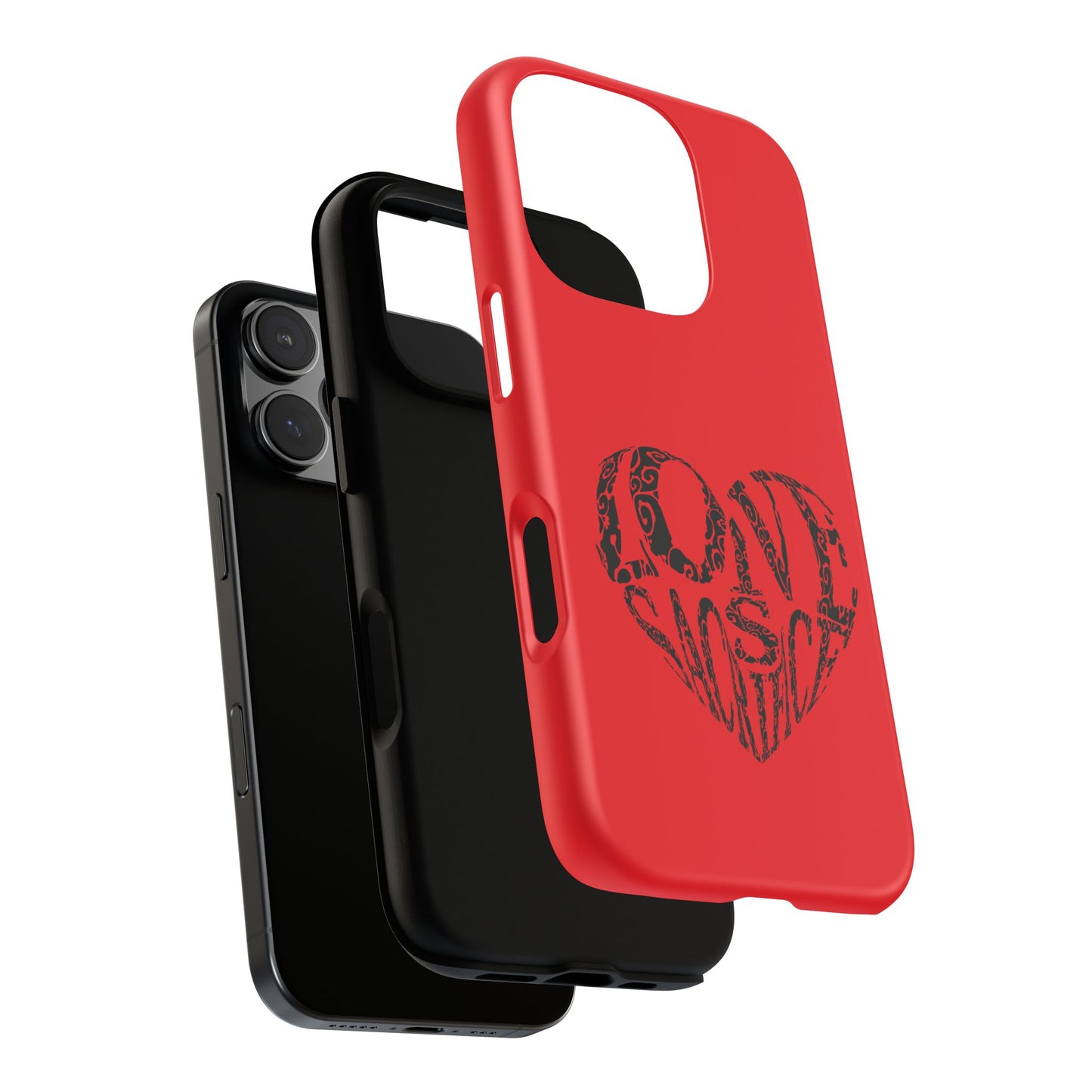 Red 'Love Justice' Heart Phone Case — Protective iPhone Cover, Valentine’s Gift