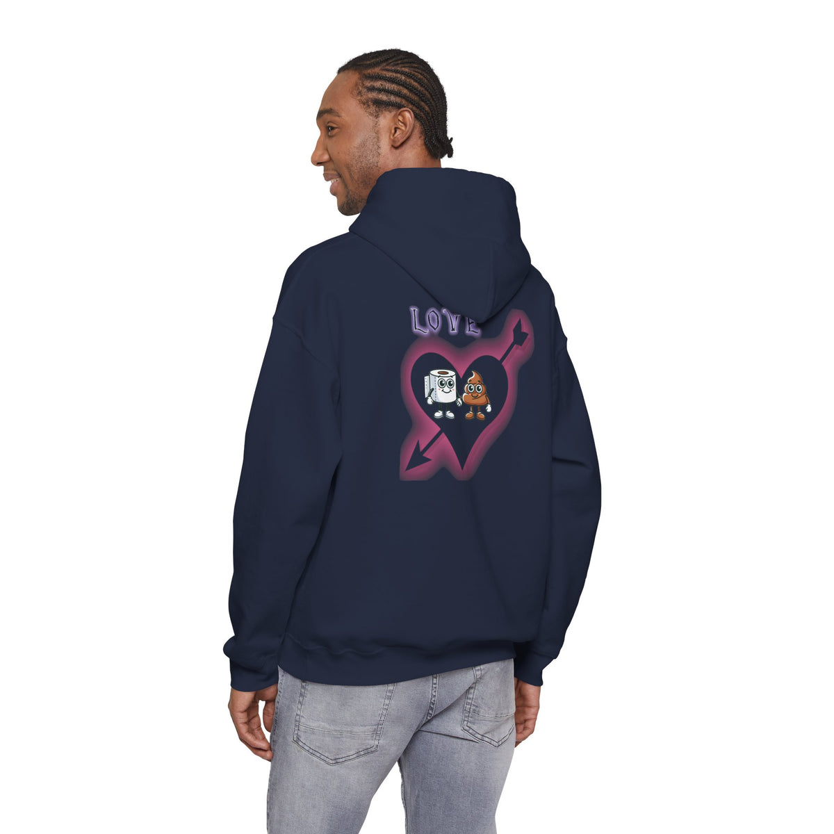 Cute Toilet Paper & Poop Heart Hoodie — Funny Bathroom Couple Graphic Sweatshirt