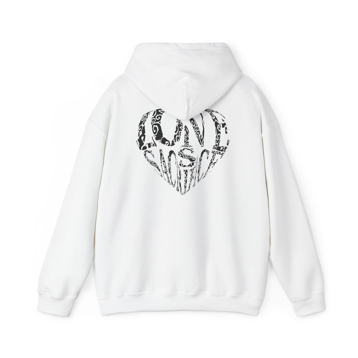 Hoodie — Black Heart Typography “Love” Graphic Pullover