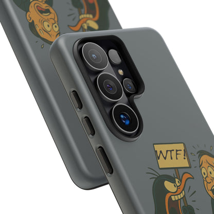 Phone Case - Cartoon Penguin Yelling 'WTF' at Shocked Man, Funny Protective iPhone Cover