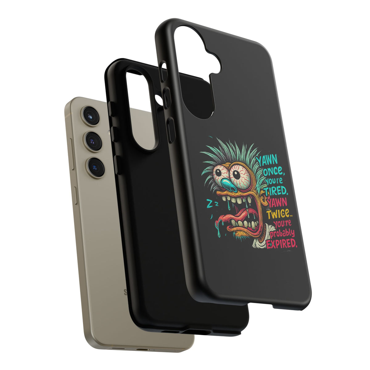 Phone Case — 'Yawn Once You're Tired, Yawn Twice You're Probably Expired' Retro Monster Graphic