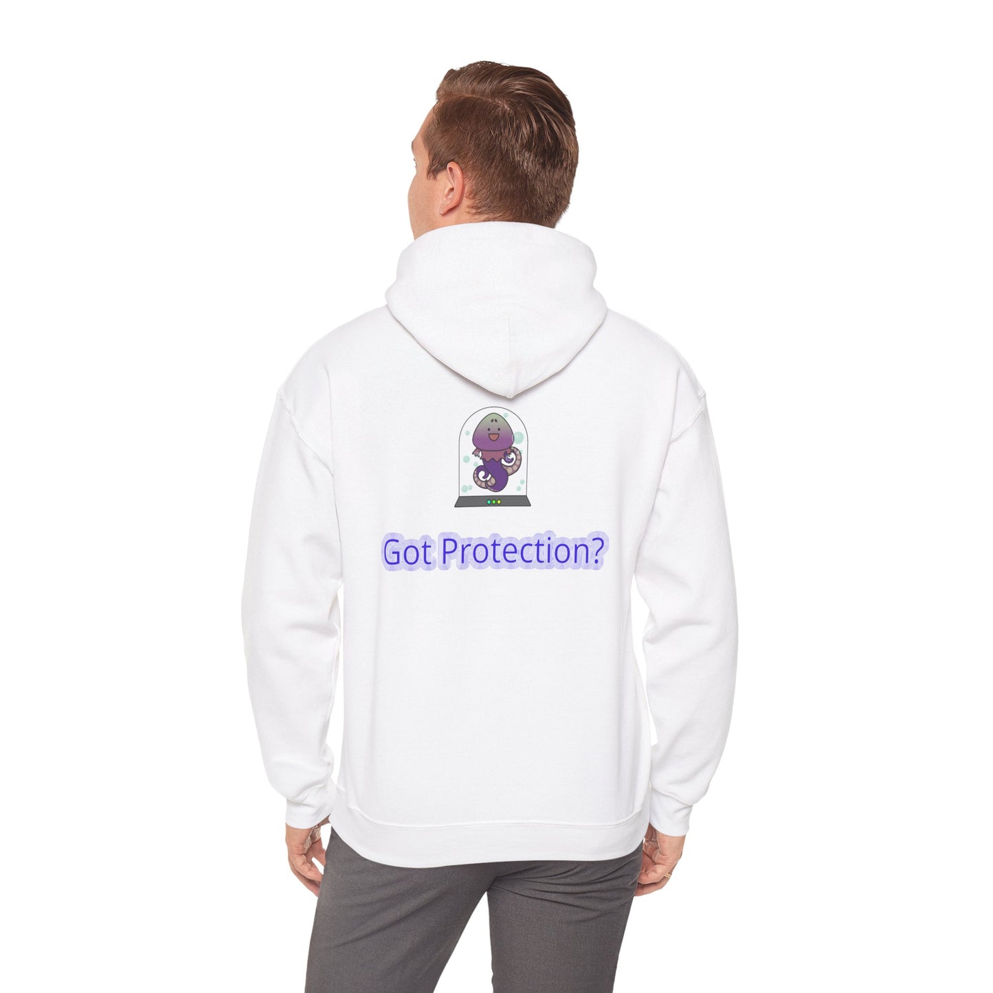 Got Protection? Hoodie — Cute Purple Guardian Character Hooded Sweatshirt