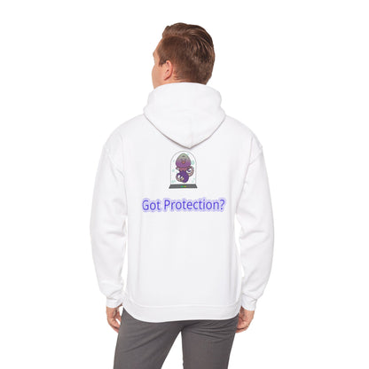 Got Protection? Hoodie — Cute Purple Guardian Character Hooded Sweatshirt