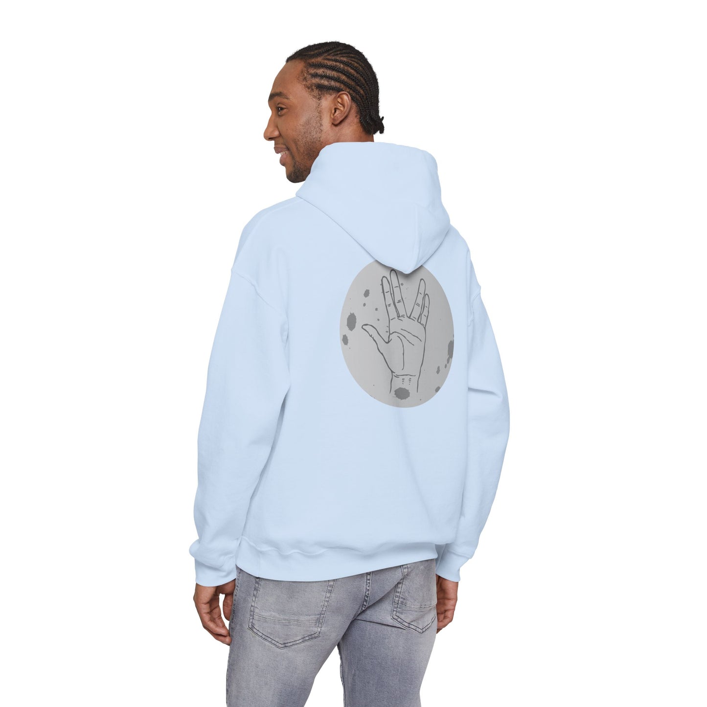 Vulcan Salute Hoodie — Retro Space Hand Graphic Pullover