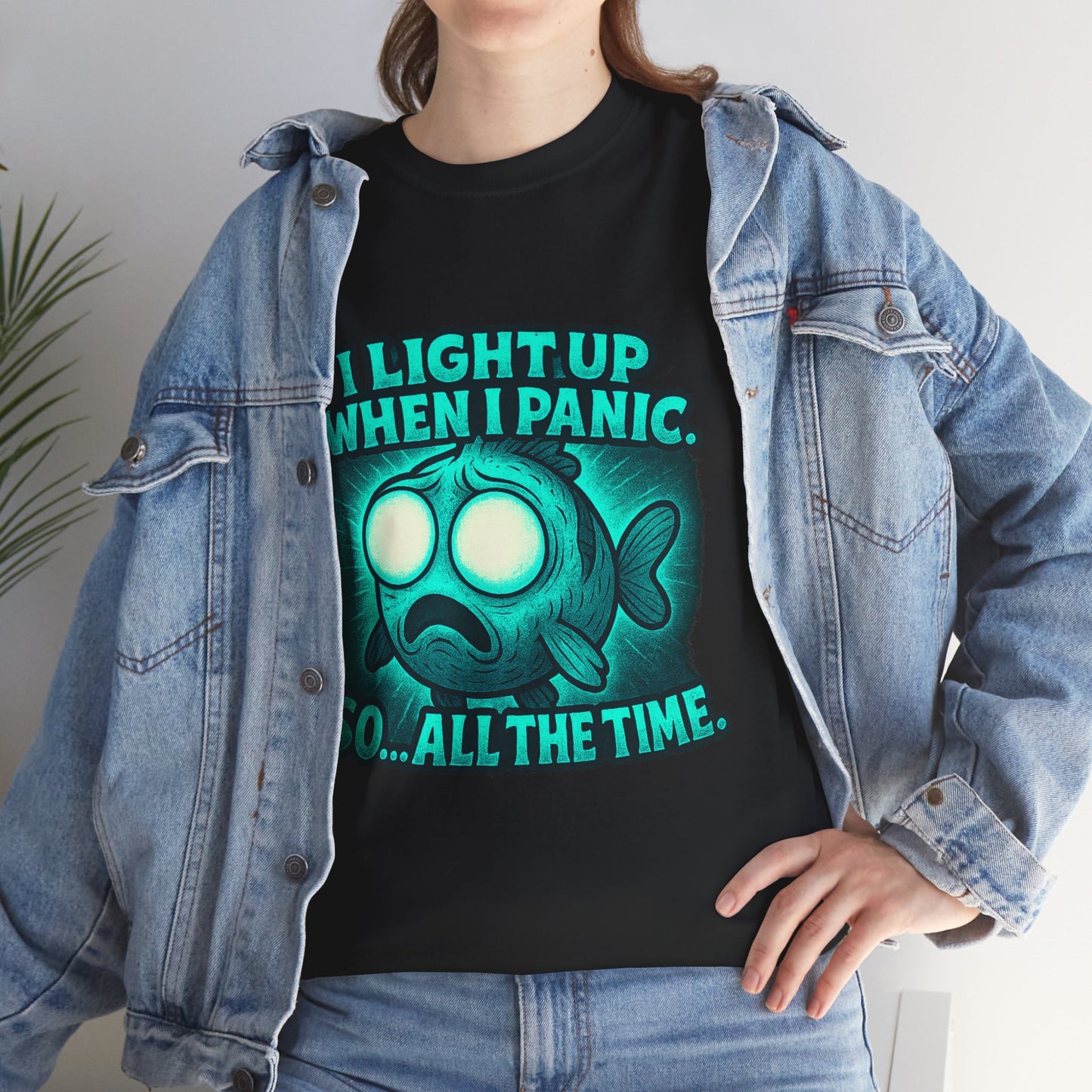 Glowing Panic Fish Tee | I Light Up When I Panic Graphic T-Shirt