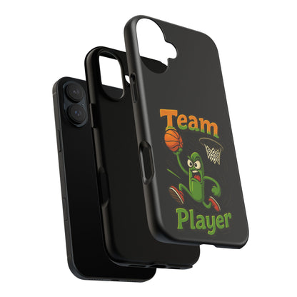 Team Player Basketball Phone Case — Cute Cartoon Pickle Dunk Phone Cover