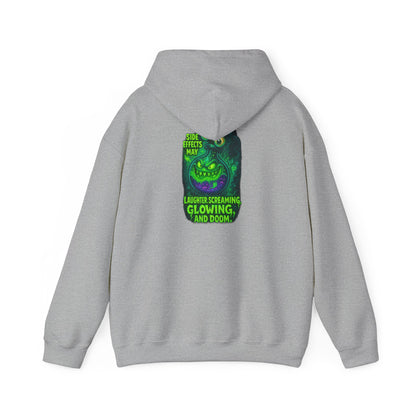 Glowing Green Monster Hoodie - "Causes Screaming, Glowing, and Doom" Graphic Pullover