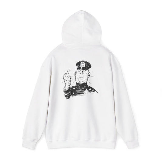 Hoodie — Sketch Cop Graphic Back Print Hooded Sweatshirt (Middle Finger Design)