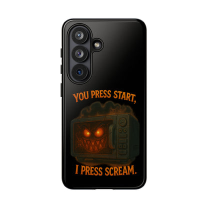 Phone Case — "You Press Start, I Press Scream" Spooky Retro Game Controller Design