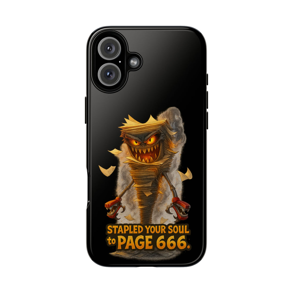Phone Case — Halloween Mummy Creature “Stapled Your Soul to Page 666” Horror Design