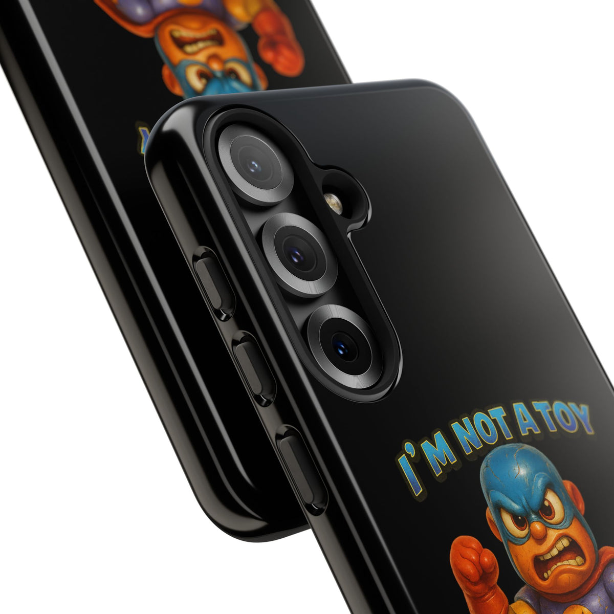 Phone Case — "I'm Not a Toy, I'm a Weaponized Tantrum" Cartoon Superhero Design