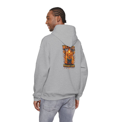 Patience Gone Hoodie — Fiery Roaring Bear Graphic Sweatshirt