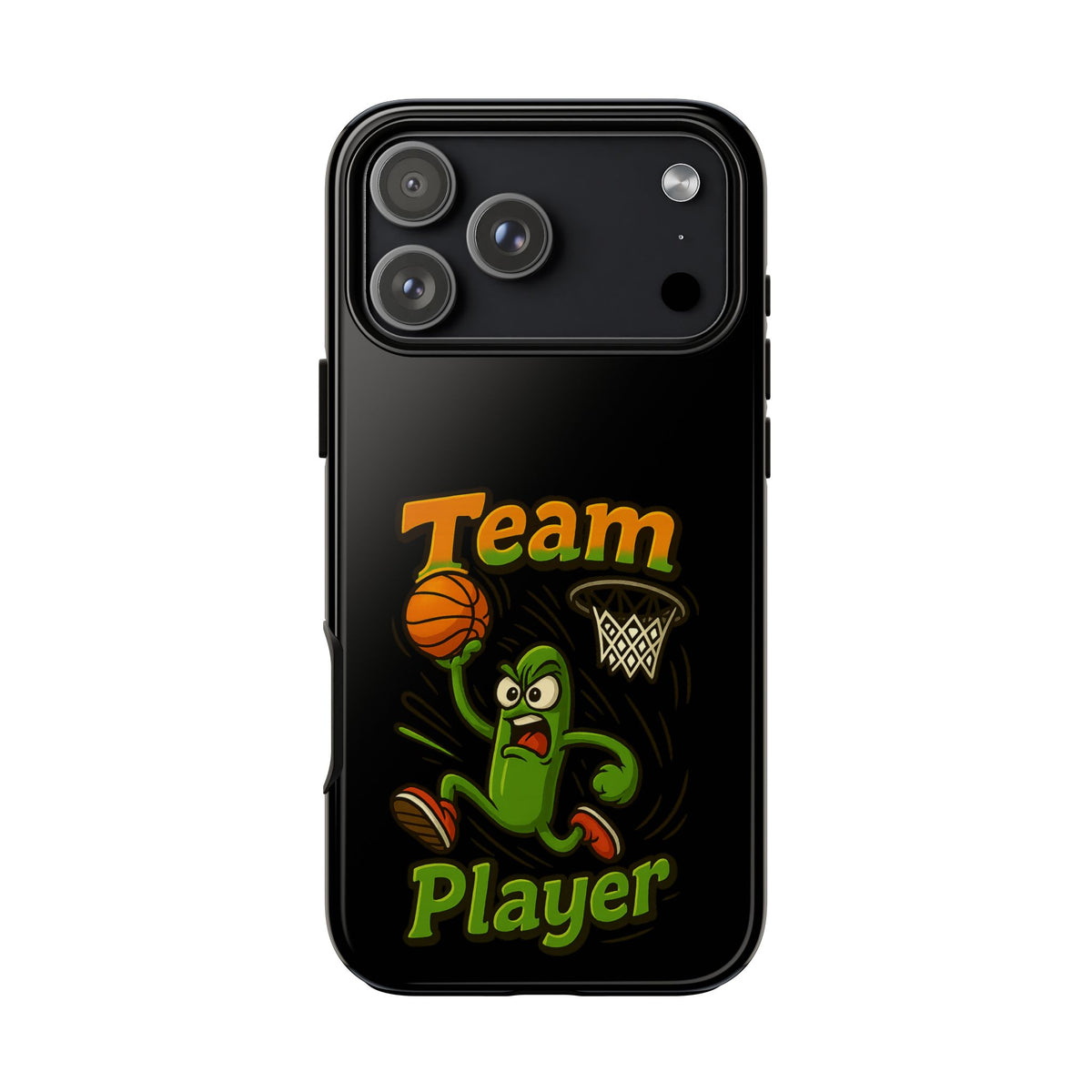 Team Player Basketball Phone Case — Cute Cartoon Pickle Dunk Phone Cover