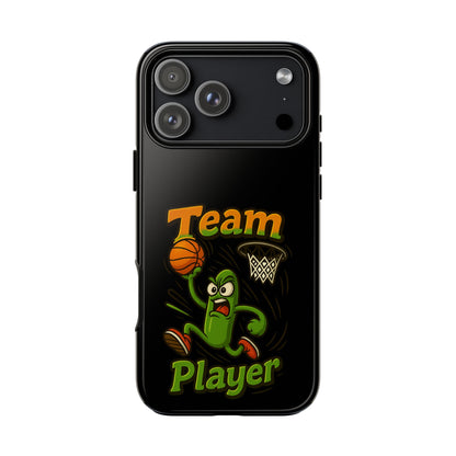 Team Player Basketball Phone Case — Cute Cartoon Pickle Dunk Phone Cover