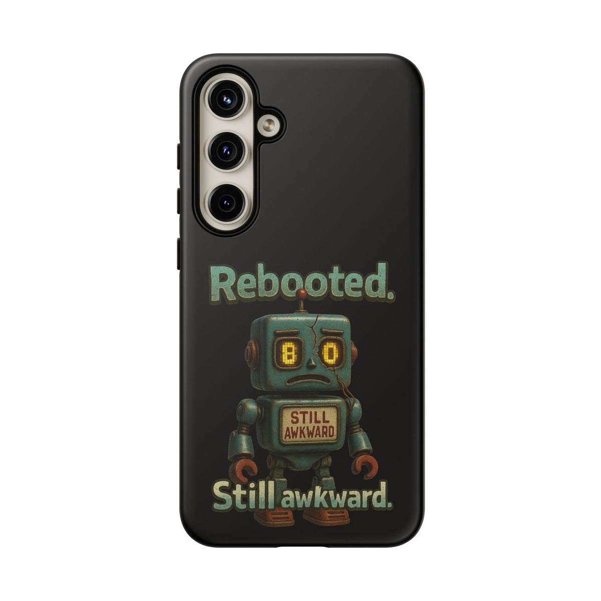 Phone Case — 'Rebooted. Still Awkward.' Retro Robot Protective Cover