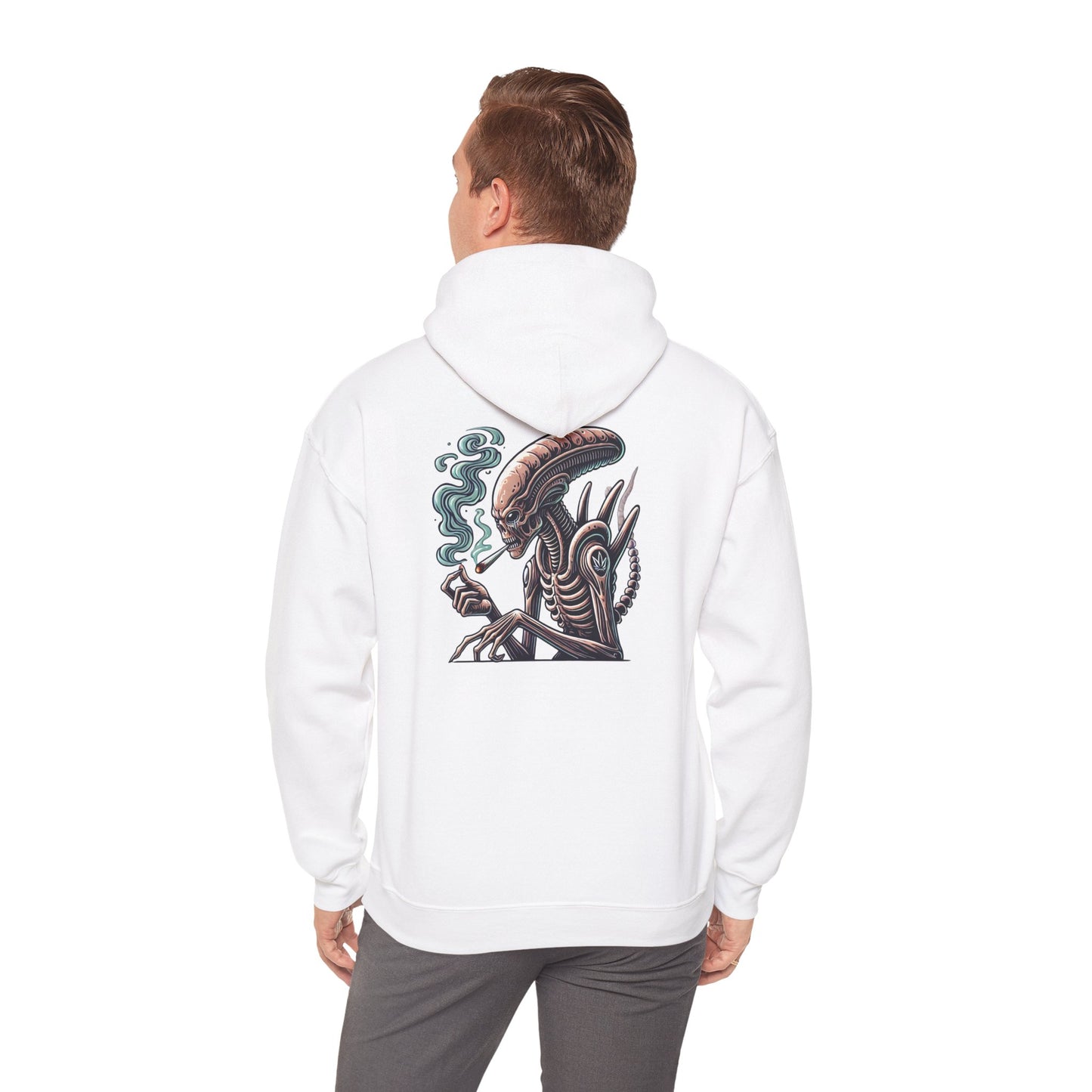 Alien Smoking Graphic Hoodie — Sci‑Fi Xenomorph Streetwear Pullover