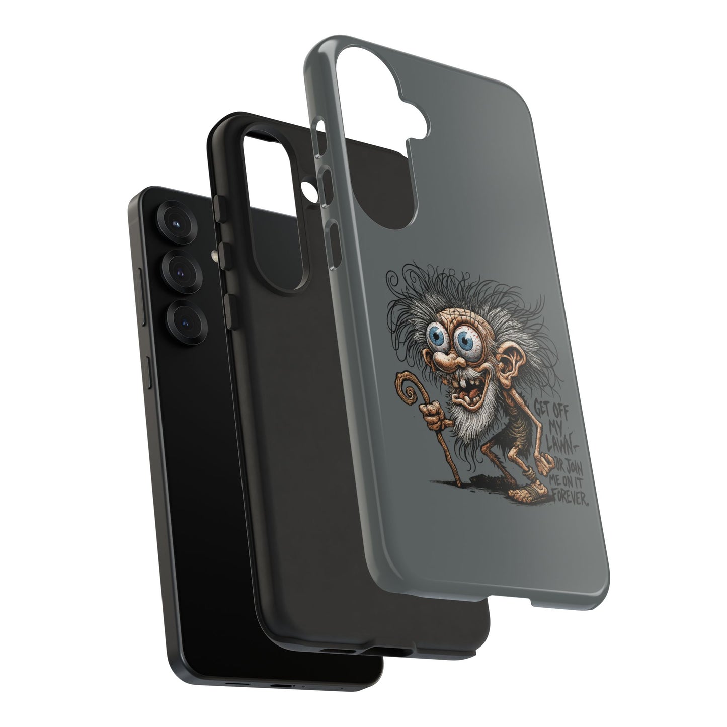 Phone Case — Funny Grumpy Troll Design: “Get Off My Lawn” Protective Cover