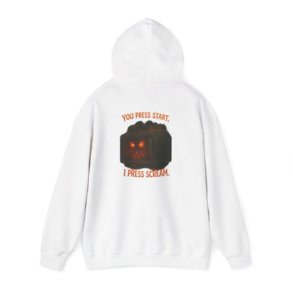 Spooky Hoodie — "You Press Start, I Press Scream" Halloween Sweatshirt