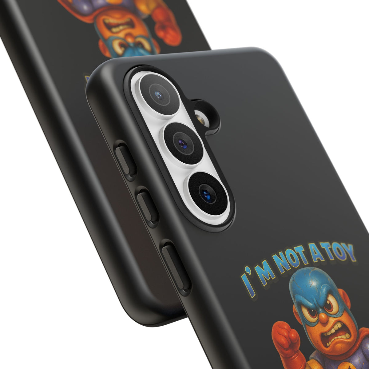 Phone Case — "I'm Not a Toy, I'm a Weaponized Tantrum" Cartoon Superhero Design