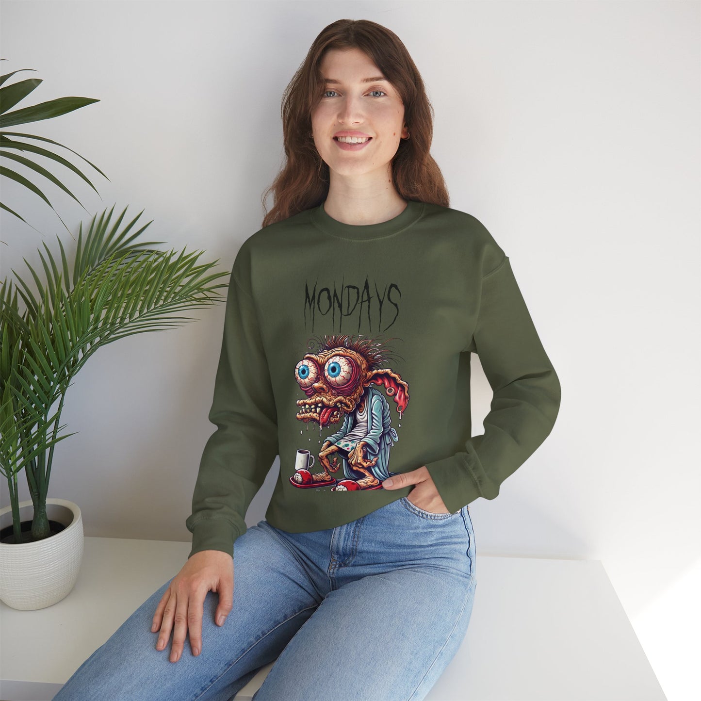 Mondays Zombie Coffee Creature Crewneck Sweatshirt