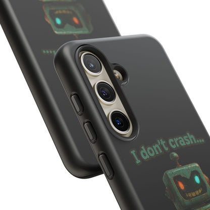 Phone Case — "I Don't Crash... I Recalibrate" Retro Robot Protective Cover