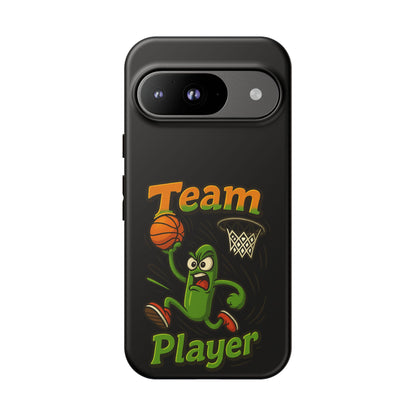 Team Player Basketball Phone Case — Cute Cartoon Pickle Dunk Phone Cover