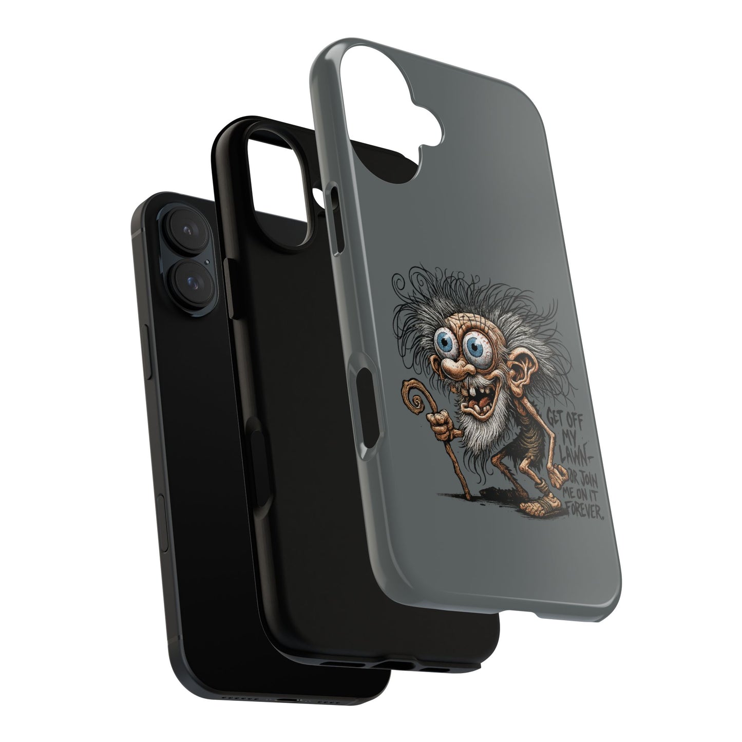 Phone Case — Funny Grumpy Troll Design: “Get Off My Lawn” Protective Cover