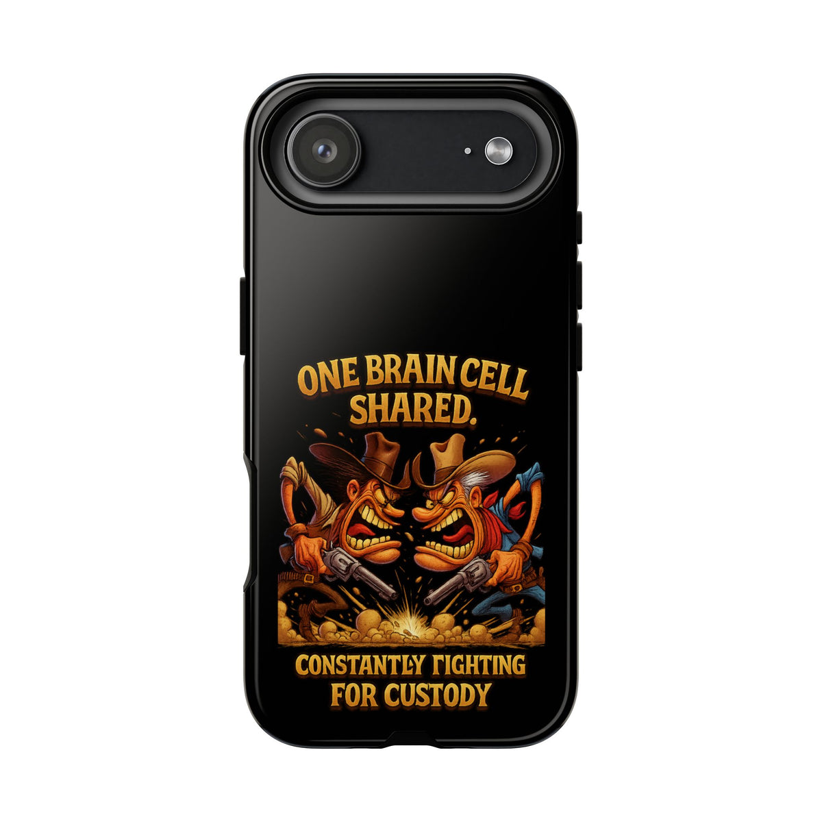 Phone Case — 'One Braincell Shared, Constantly Fighting for Custody' Funny Rivalry Cartoon