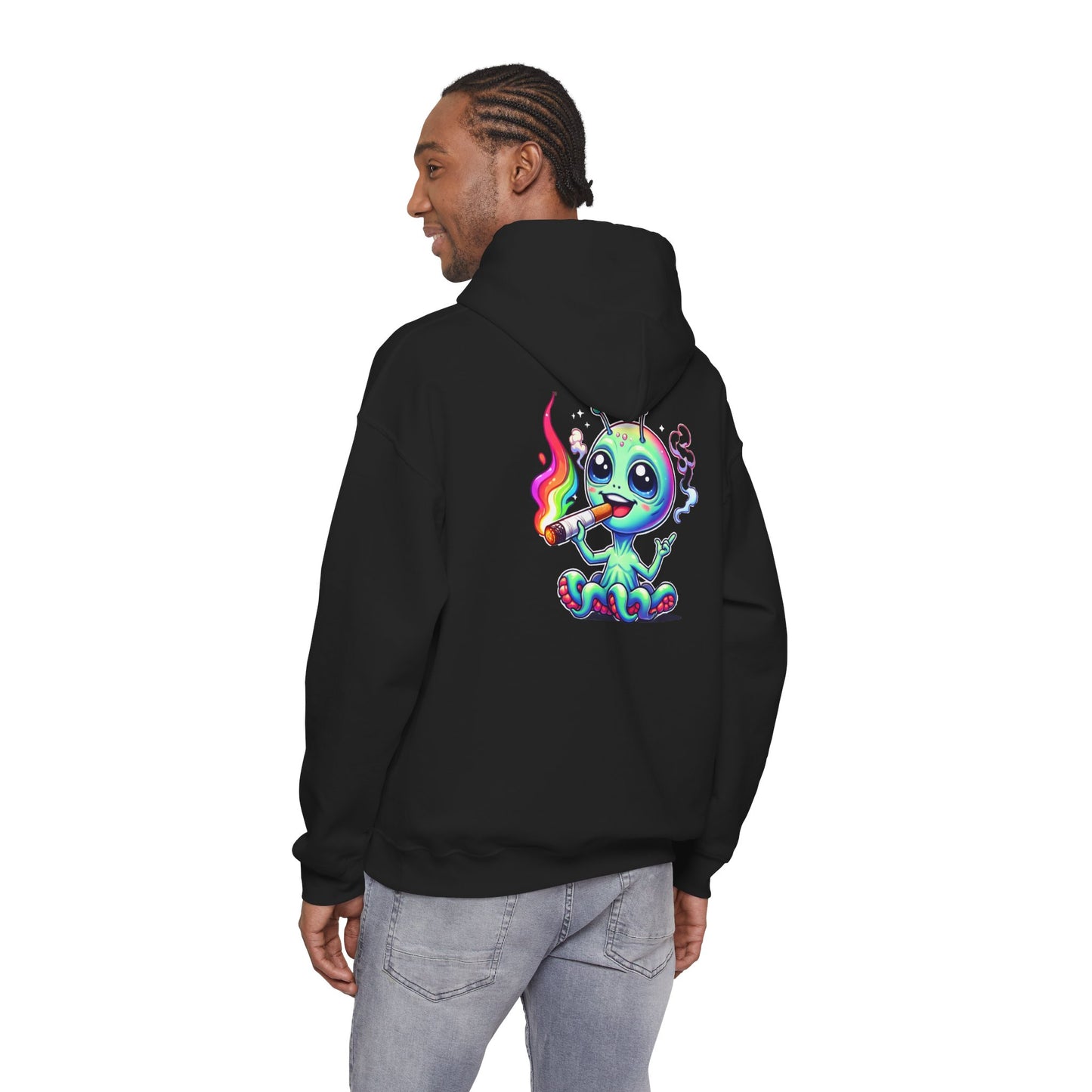 Alien Octopus Hoodie — Cute Rainbow-Smoking Space Creature Sweatshirt
