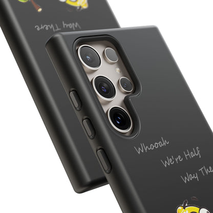 Phone Case - Playful Pear & Lemon Illustration with “Whooah We're Half Way There”