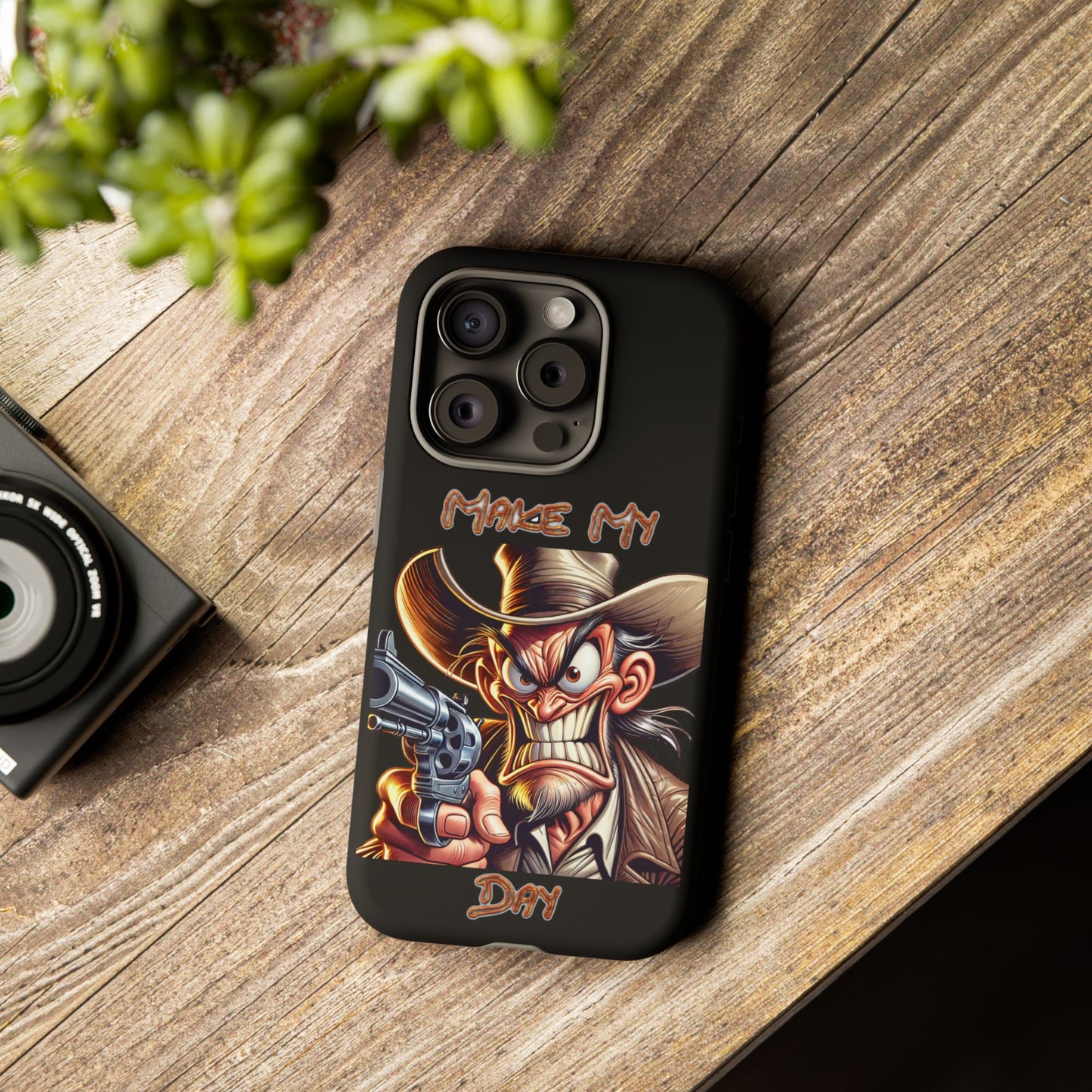 Phone Case - 'Make My Day' Cowboy Revolver Graphic Protective Case