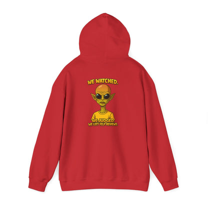 Alien Graphic Hoodie - "We Judged, We’ve Deported" Satirical UFO Sweatshirt