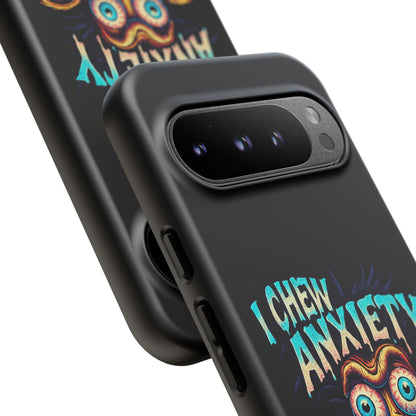 Phone Case — "I Chew Anxiety Like Bubblegum" Retro Monster Design