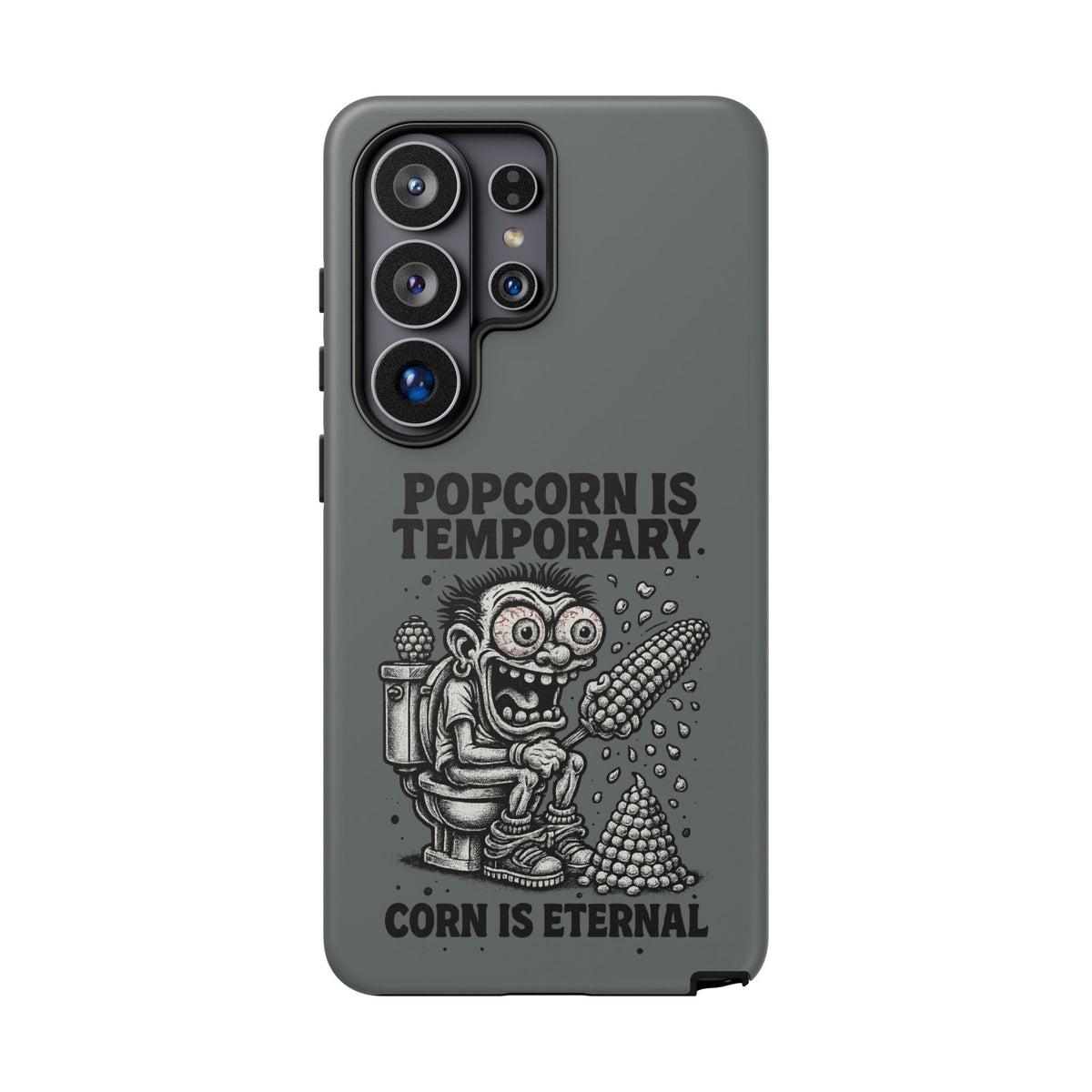 Phone Case — "Popcorn Is Temporary, Corn Is Eternal" Retro Zombie Corn Design