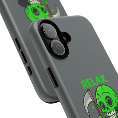 Phone Case — 'Relax. I Only Reap on Weekdays.' Cute Green Grim Reaper Protective Cover