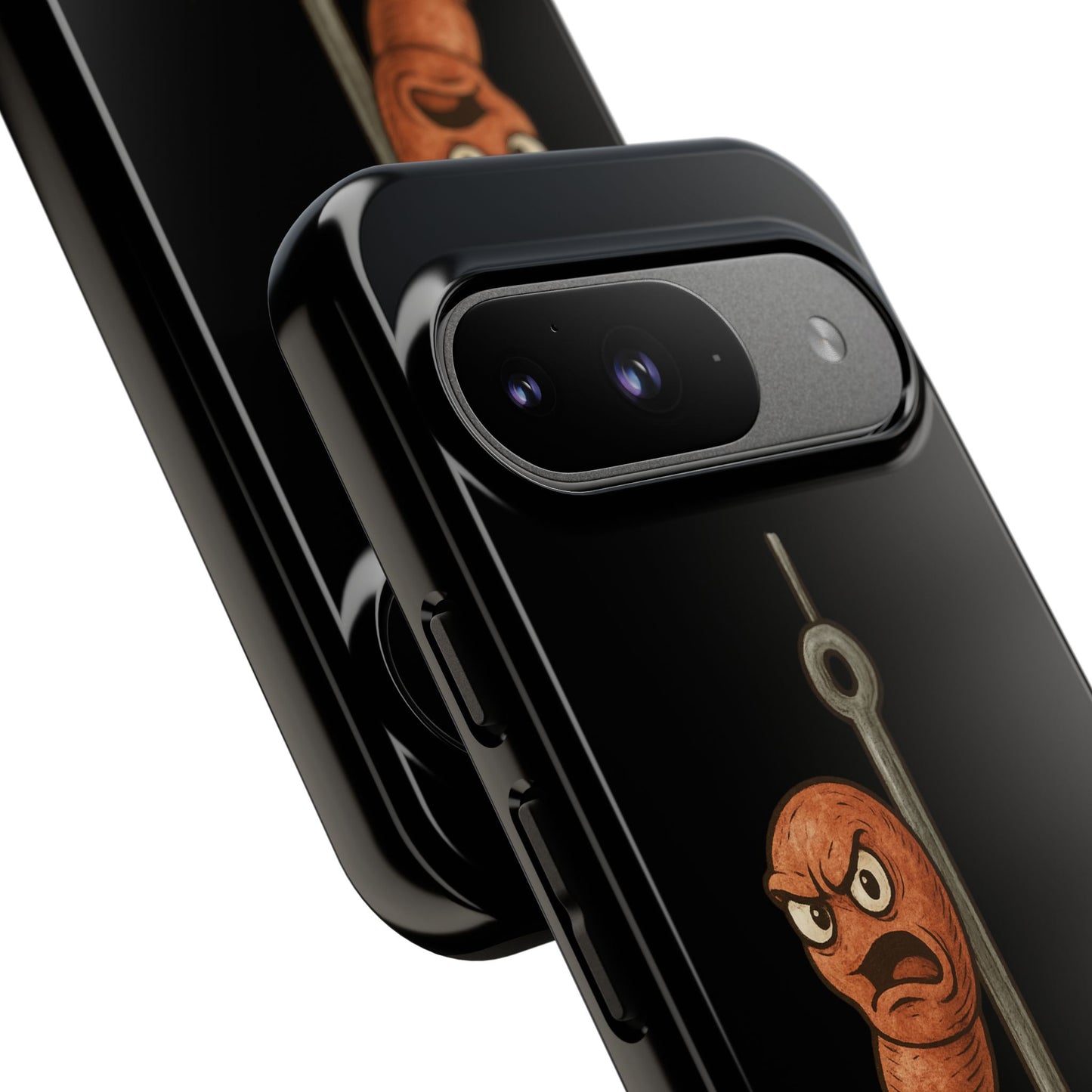 Angry Worm on Hook Phone Case – Funny Fishing Humor Protective Cover
