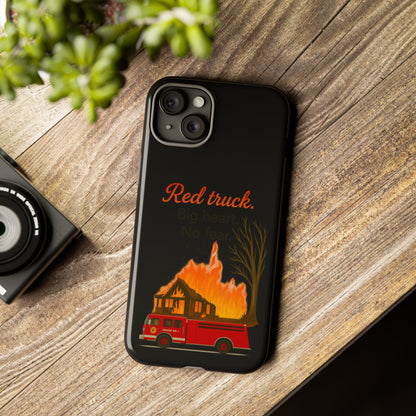 Phone Case — 'Red truck' Fire Truck Design, Vintage Firefighter Gift