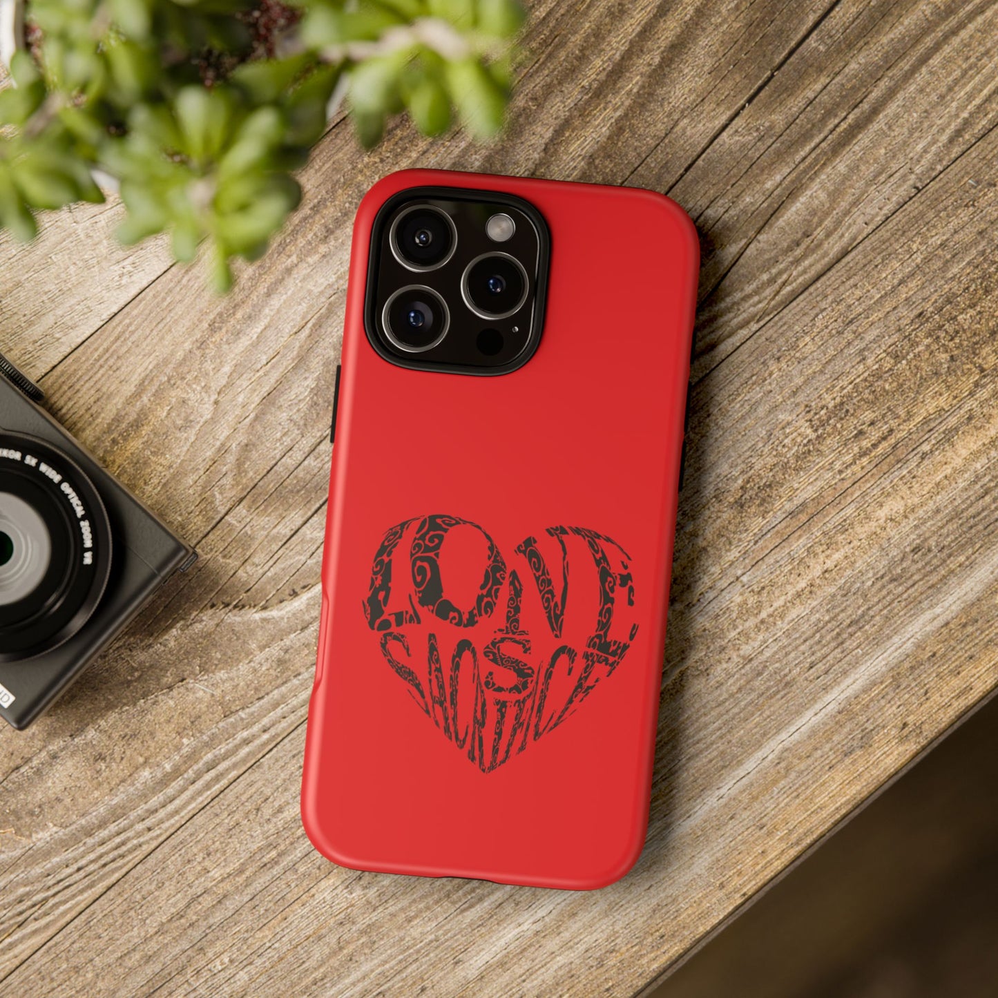 Red 'Love Justice' Heart Phone Case — Protective iPhone Cover, Valentine’s Gift