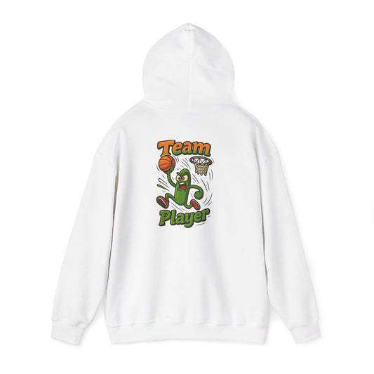 Basketball Pickle Player Hoodie — Funny Sports Cartoon Hoodie for Fans & Players