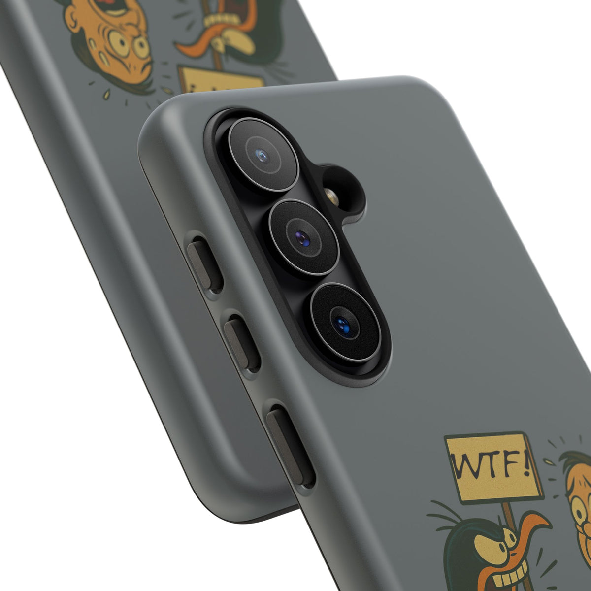 Phone Case - Cartoon Penguin Yelling 'WTF' at Shocked Man, Funny Protective iPhone Cover