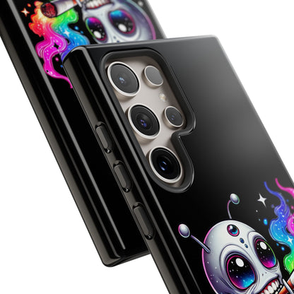 Alien Smoking Rainbow Galaxy Phone Case — Cute Cosmic Art Tough Case