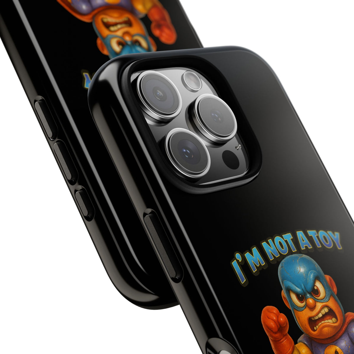 Phone Case — "I'm Not a Toy, I'm a Weaponized Tantrum" Cartoon Superhero Design