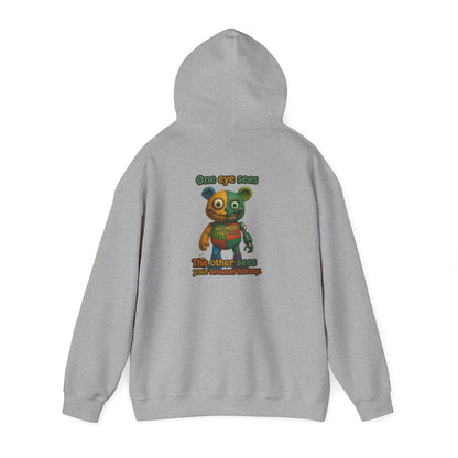 Cute Patchwork Robot Hoodie — "No other toys" Graphic Back Print