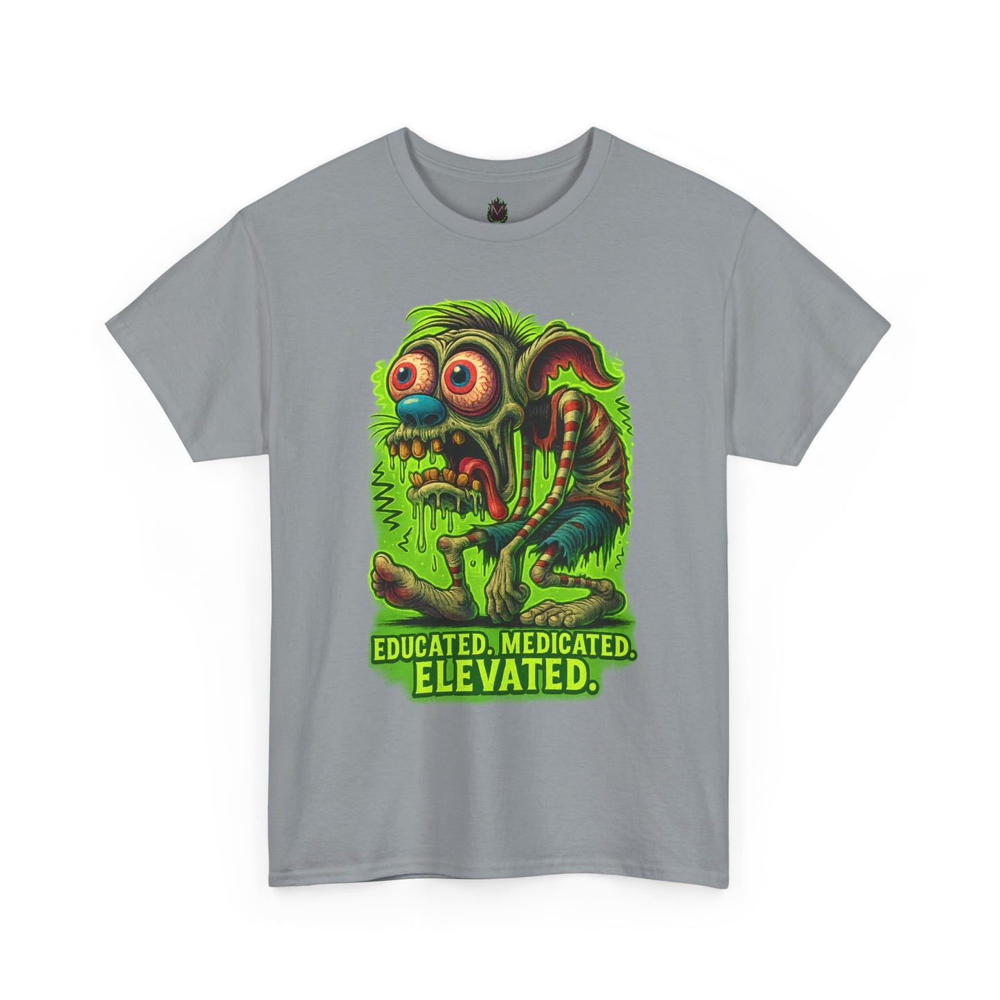 Educated. Medicated. Elevated. – Zombie Slacker T-Shirt