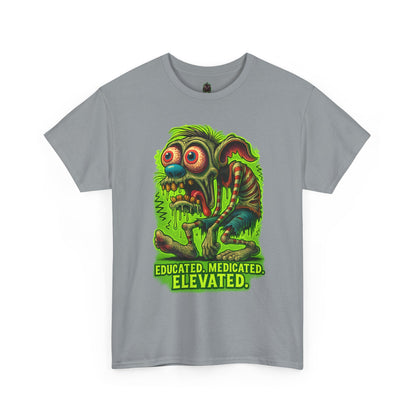 Educated. Medicated. Elevated. – Zombie Slacker T-Shirt