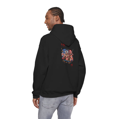 Patriotic Monster Hoodie - Funny USA Flag Character Back Graphic