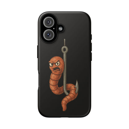 Angry Worm on Hook Phone Case – Funny Fishing Humor Protective Cover