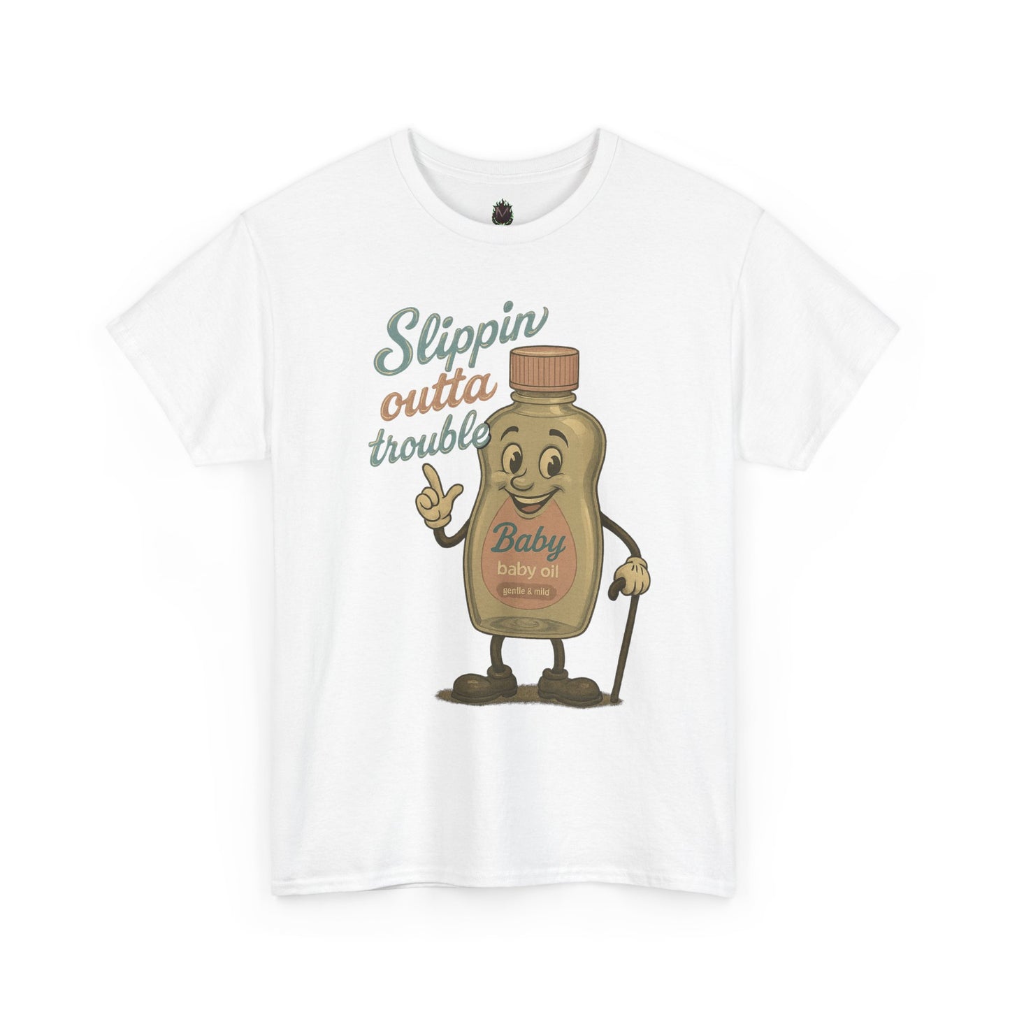 Slippin' Outta Trouble – Vintage Baby Oil Cartoon Tee