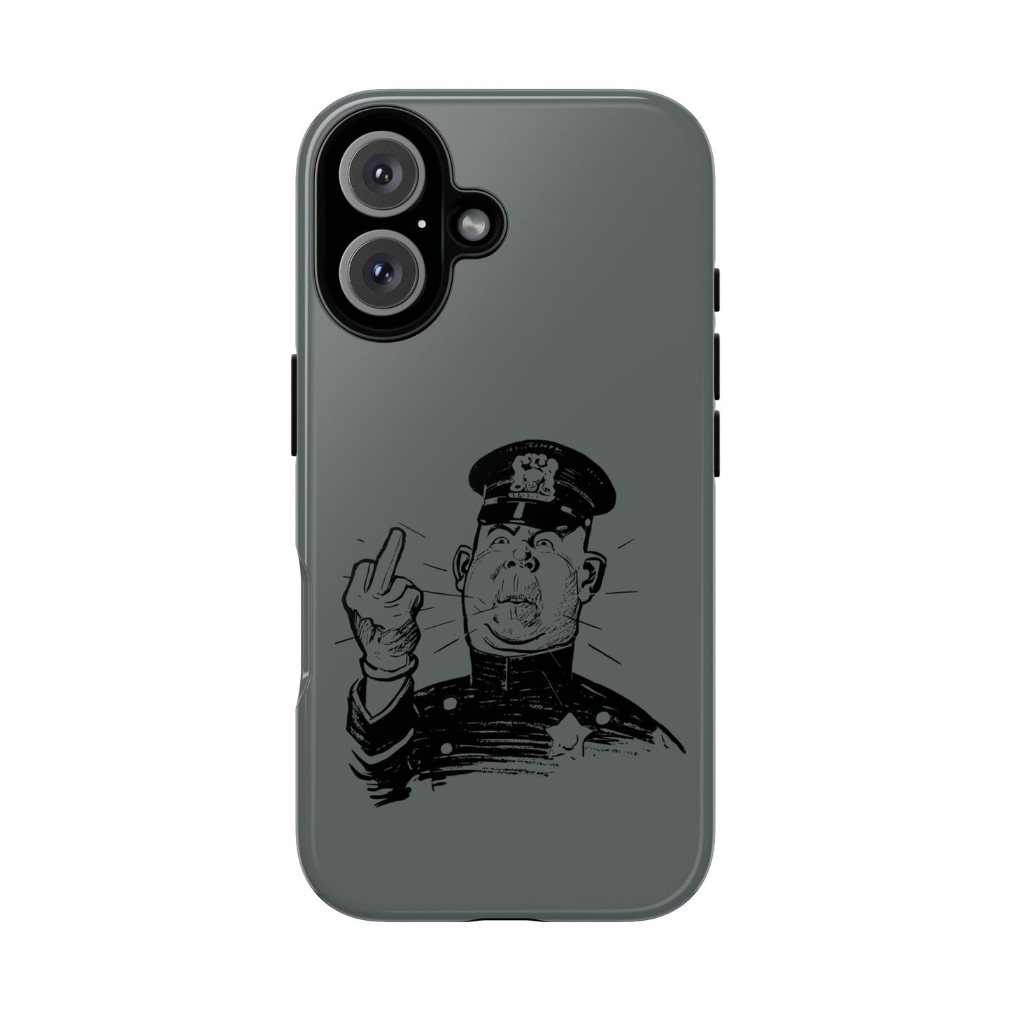 Vintage Cop Middle Finger Phone Case — Edgy Retro iPhone Protective Cover