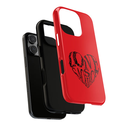Red 'Love Justice' Heart Phone Case — Protective iPhone Cover, Valentine’s Gift